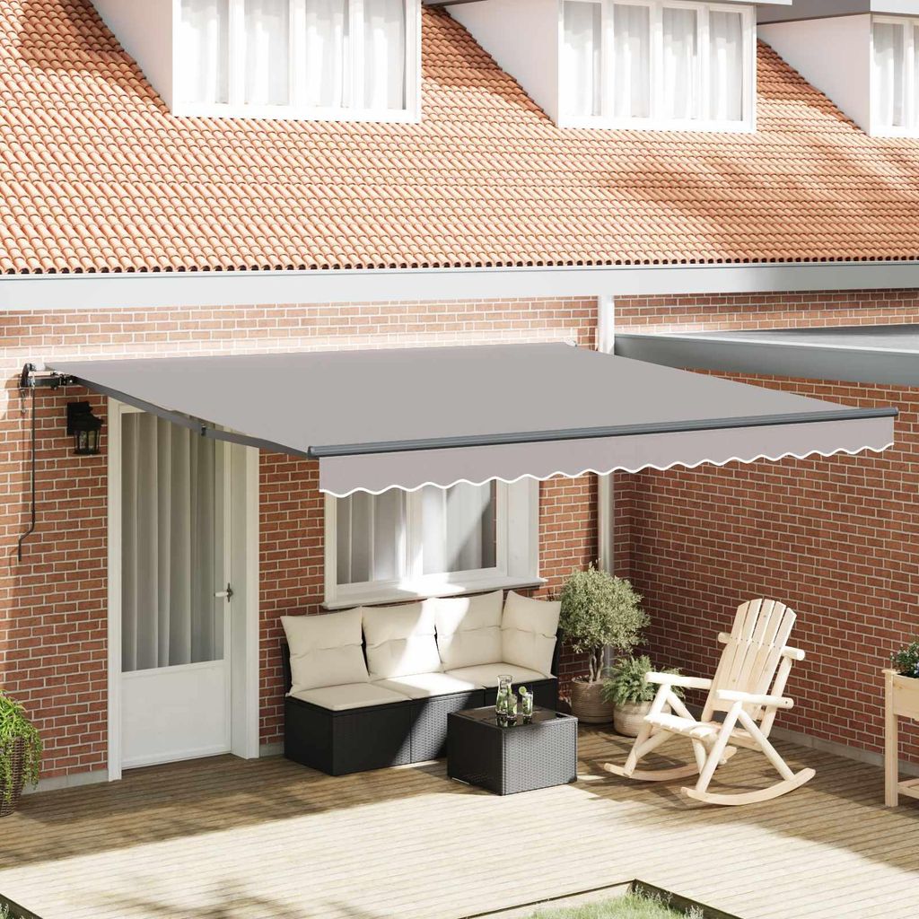 vidaXL Einziehbare Markise Hellgrau 400 x 300 cm Stoff und Aluminium