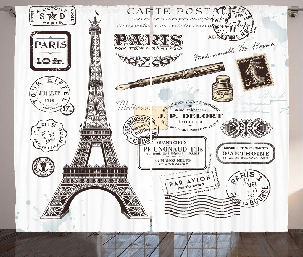 Rideau de Décoration Paris pour Baie Vitrée 280x225cm avec Accroches