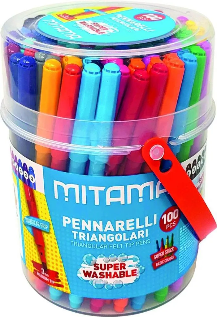Feutres Lavables MITAMA 62876 Set de 100 Pièces Pointe 3mm Triangulaire