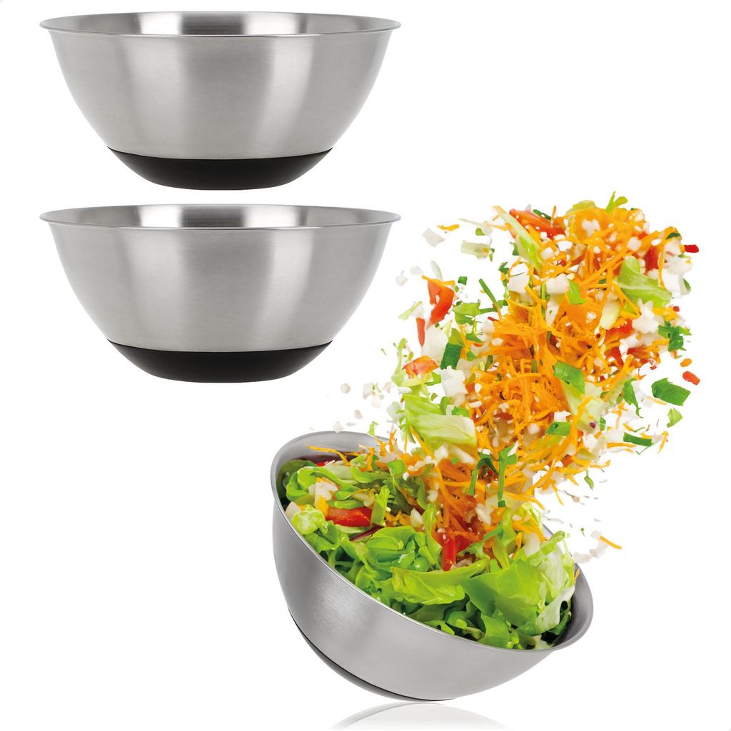 com-four® 3-teiliges Schüssel-Set aus Edelstahl - Produktbild 
