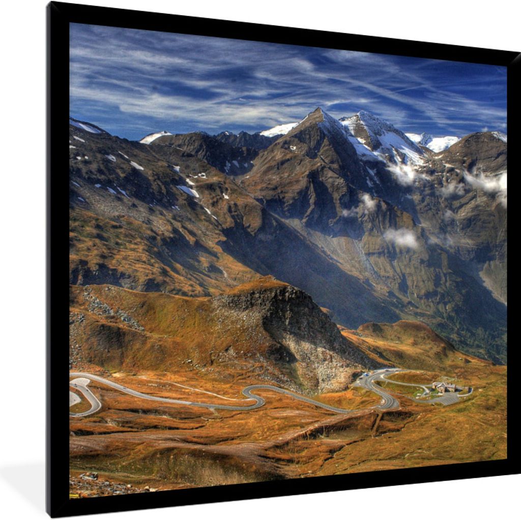 MuchoWow Gerahmtes Poster Der Weg zum höchsten Berg Österreichs 40x40 cm - Poster mit Schwarzem Bilderrahmen Wandposter Rahmen Foto Bilder - Mi...