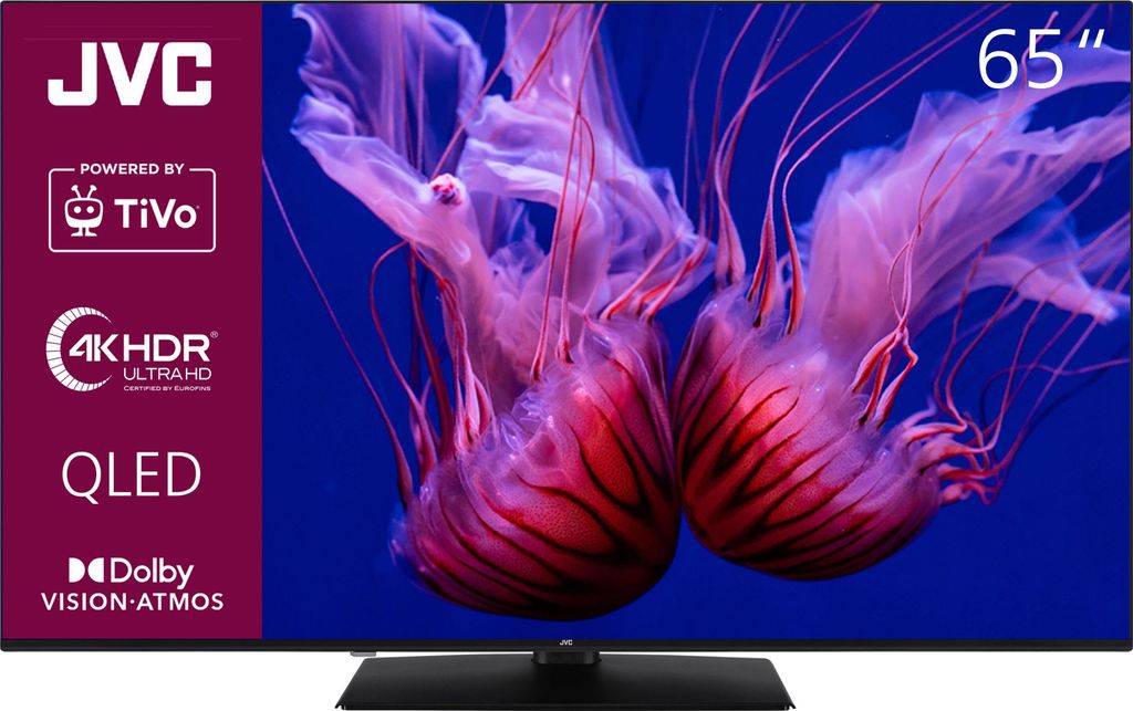 JVC 65 Zoll QLED Fernseher Smart TV (4K UHD, HDR Dolby Vision, Dolby Atmos, Triple Tuner, 6 Monate HD+)