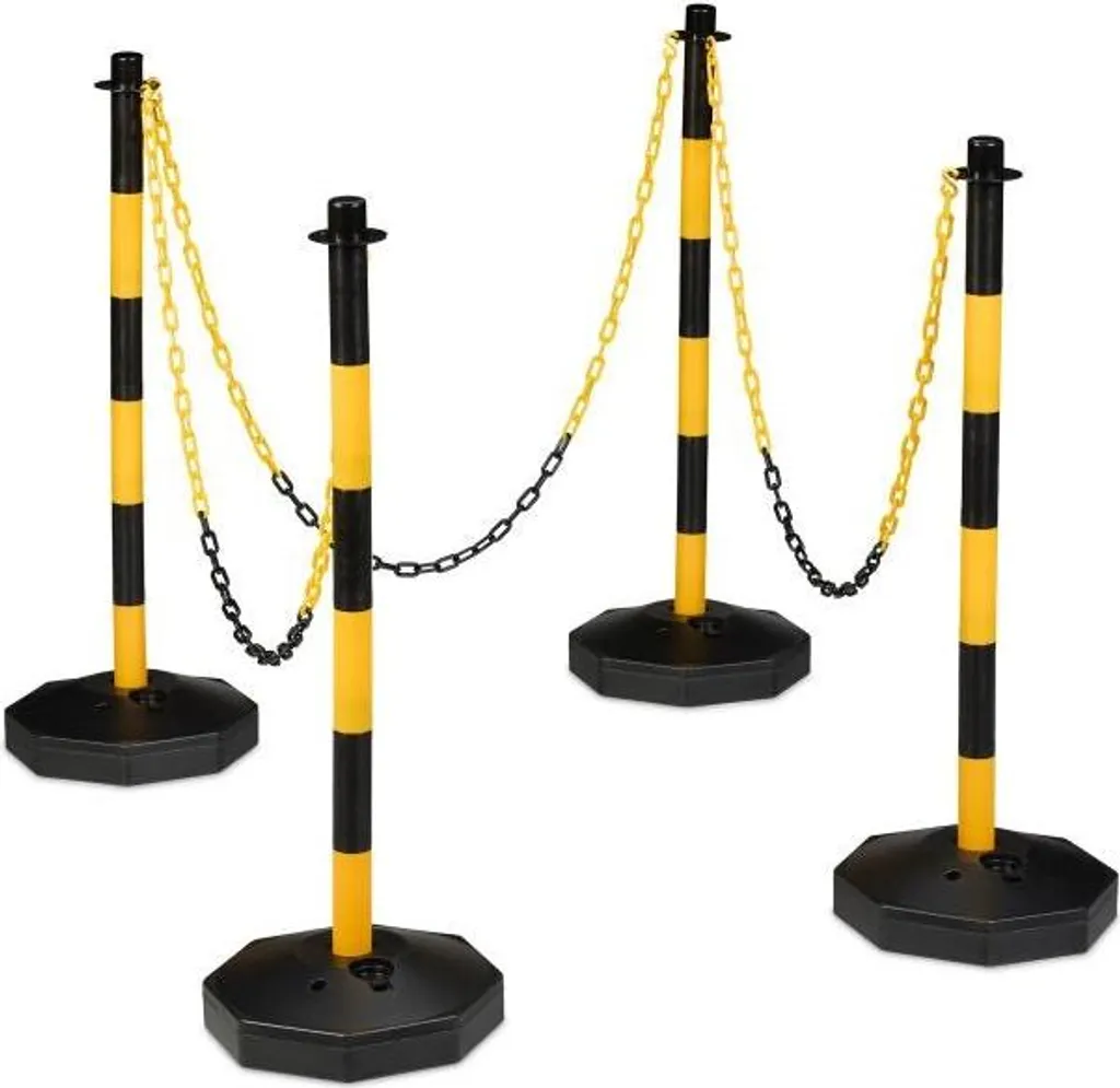 Sécurisez vos zones d'accès avec ce poteau de barrière et chaîne, lot de 4