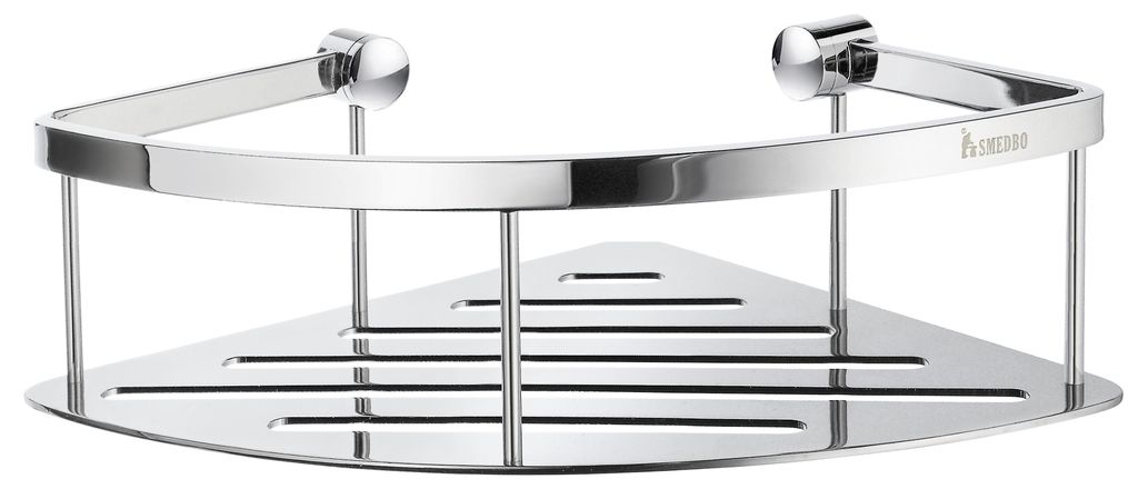 Smedbo SIDELINE - Eckseifenkorb mit Bodenplatte in Chrom Produktbild 