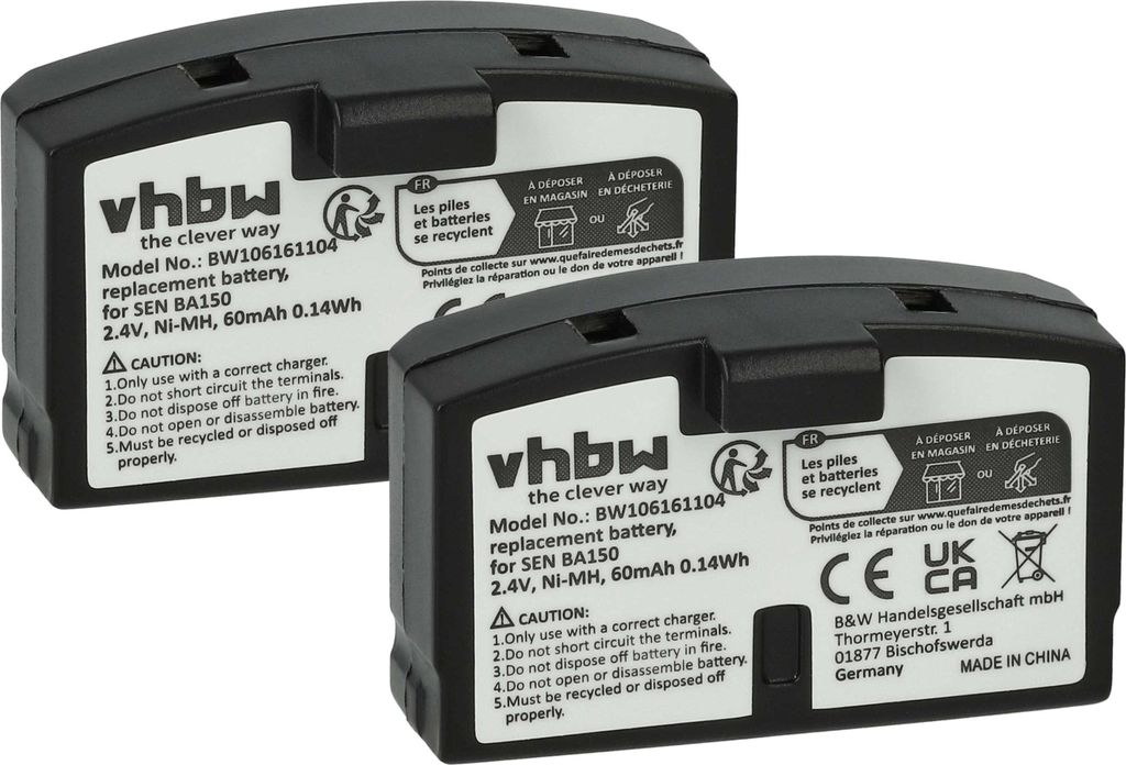 vhbw 2x Akku Ersatz für Sennheiser BA151, BA150, BA152 für Produktbild 