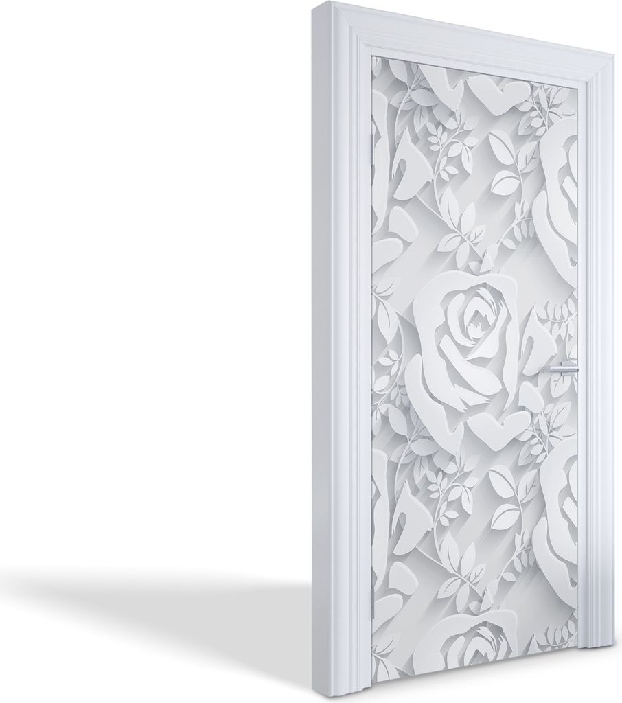 Wandtattoos Türen Selbstklebende Wandsticker Türtapeten - Papierrosen - 95 x 205 cm