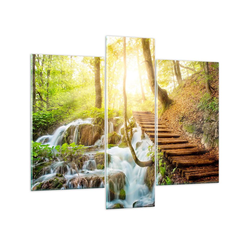 Bilder auf glas - Park Wasserfall Wasser - 95x80cm - Glasbilder - Wandbilder - Kunstdruck - zum Aufhängen bereit - Wanddekoration aus Glas - Glas ...