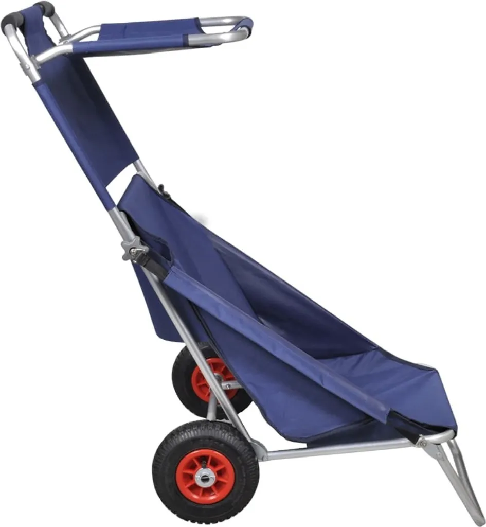 Chariot de plage à roulettes vidaXL - Chariot pliable portable bleu