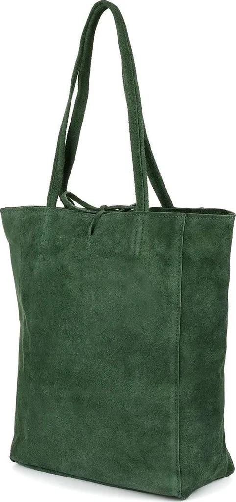 Sac cabas Vera Pelle pour femme en cuir véritable suédé vert forêt
