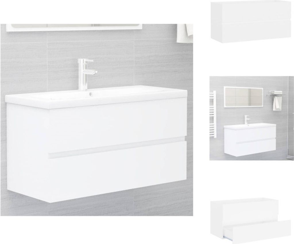 vidaXL Waschbeckenunterschrank Weiß 90x38,5x45 cm Holzwerkstoff - Badezimmermöbel-Sets