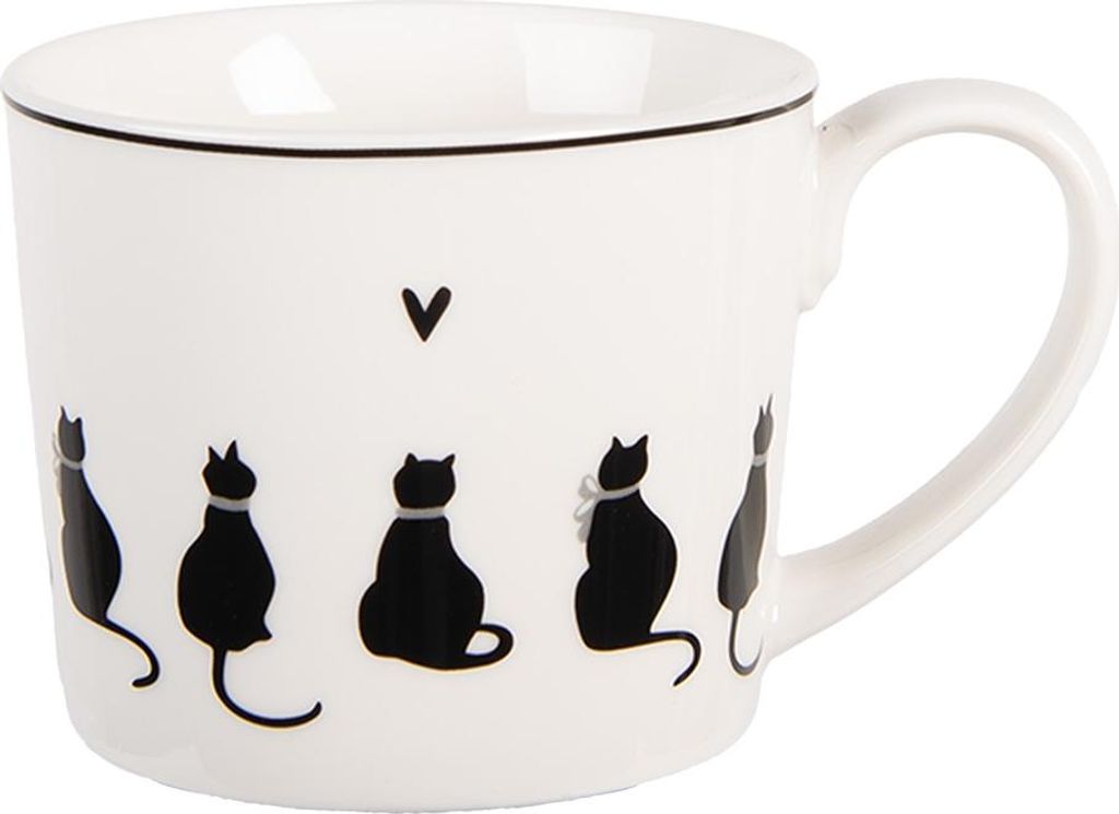 Clayre & Eef Tasse 275 ml Weiß Porzellan Katzen Produktbild 