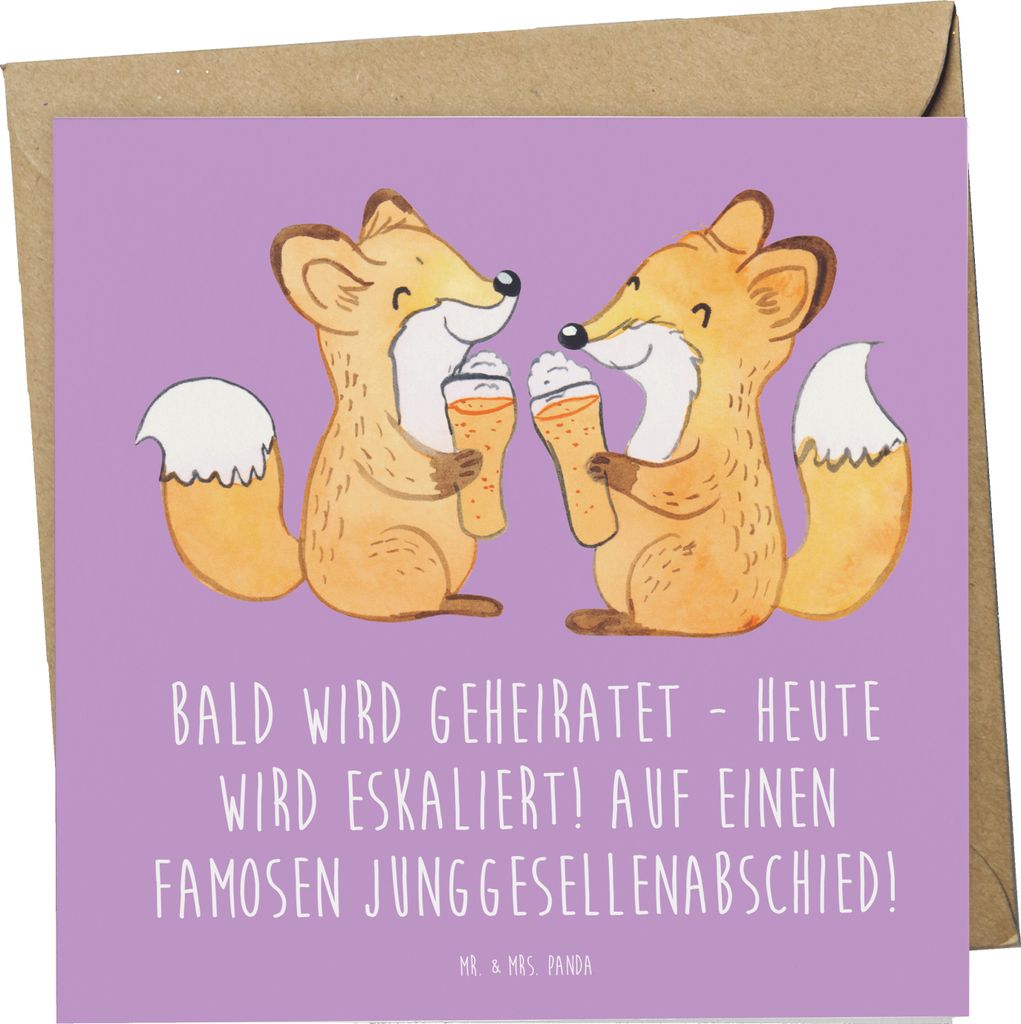 Mr. & Mrs. Panda Deluxe Karte Junggesellenabschied Eskalation - Lavendeltraum - Geschenk, Geschenke, Freunde, Heirat, Klappkarte, heute wird eskali...