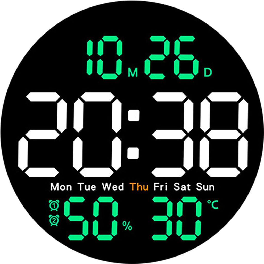 Digitale Wanduhr mit Fernbedienung, LED-Uhr mit 10-stufiger Produktbild 1