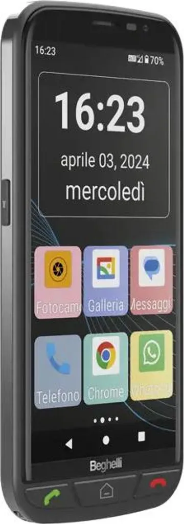 Beghelli SLV55 Smartphone Anziani 5.5" 4G Android 13 Tasto SOS Nero