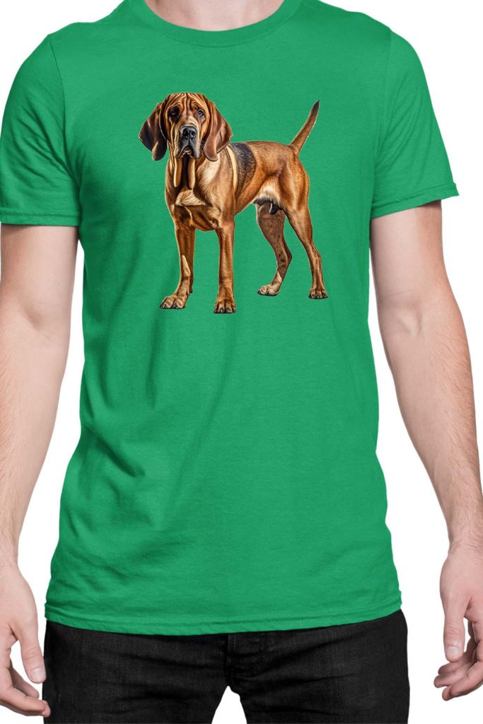 Herren T-Shirt Dogs Breeds Bloodhound Dog Breed 006, Man XL / Grün