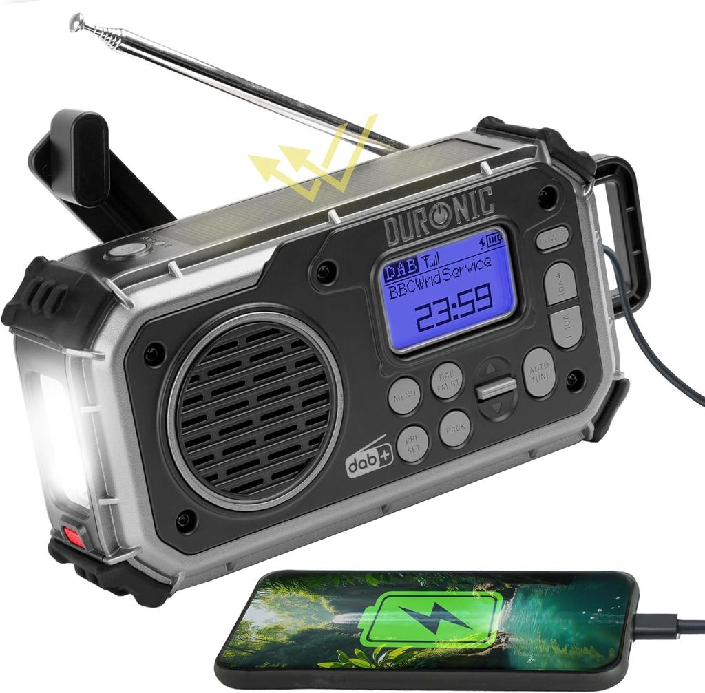 Duronic SDAB1 Kurbelradio, Tragbares Solar Notfall DAB FM Produktbild 