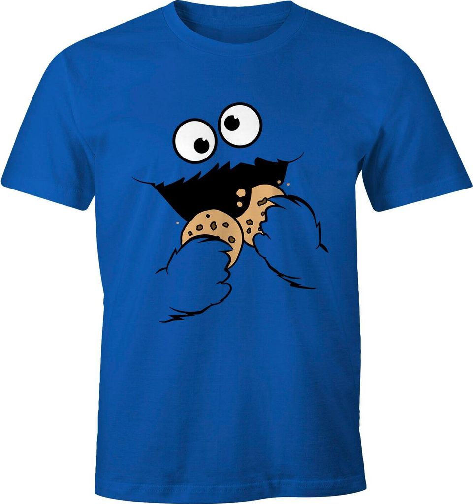 Herren T-Shirt Krümelmonster Keks Moonworks® blau M Herren T-Shirt Krümelmonster Keks Moonworks® blau M