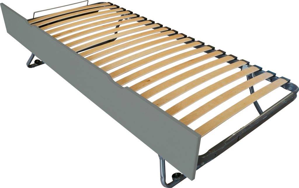 Schubladenbett 90x190 aus massiver Kiefer - Grau