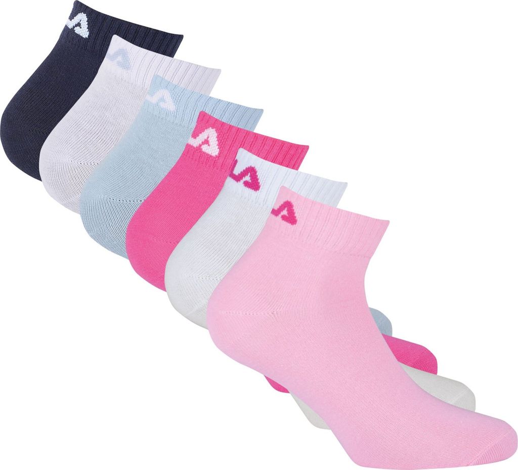FILA Unisex Quarter Socken, 6er Pack - Kurzsocken, Training, Sport, Logo (2x 3 Paar) Mehrfarbig 39-42