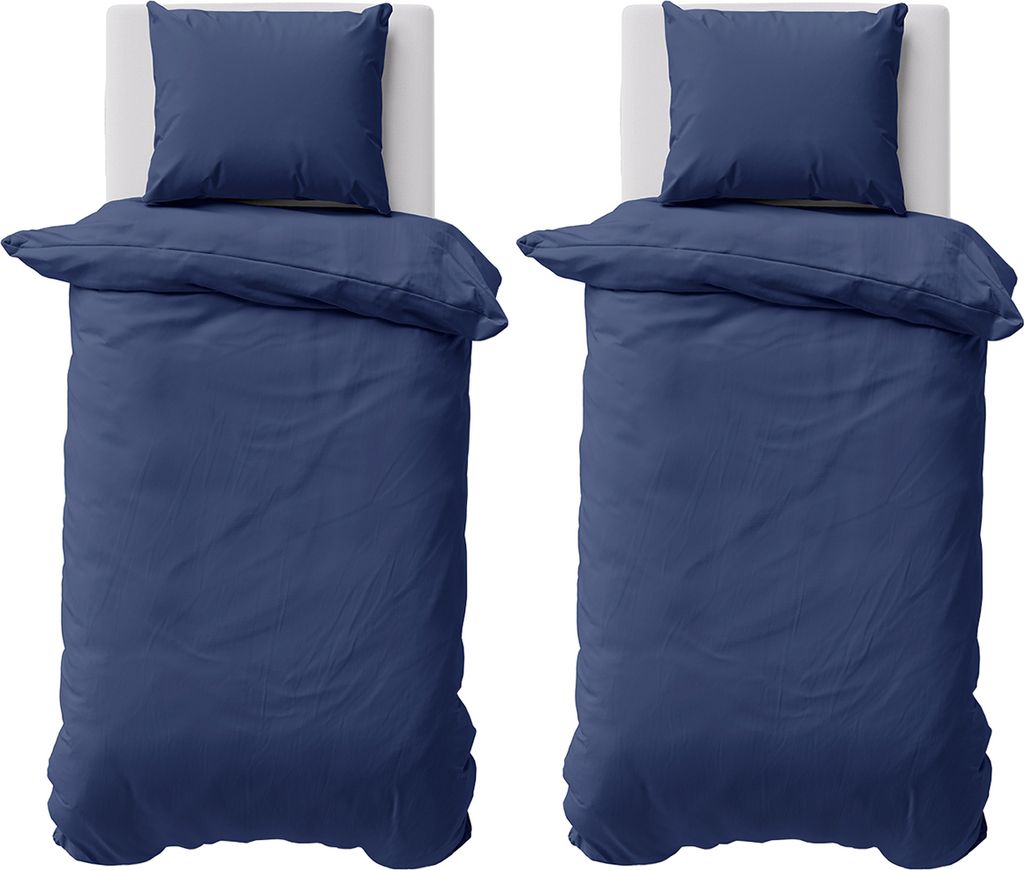 Bettwäsche 135x200 cm Bettbezug 100%Baumwolle Renforce Einfarbig Bettgarnitur Set Navy Blau 4 teilig