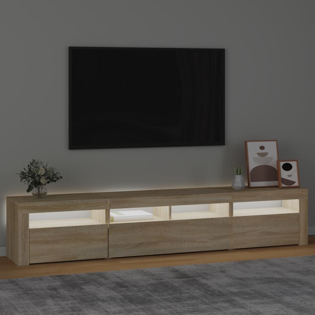 Möbel TV-Schrank mit LED-Leuchten Sonoma-Eiche 210x35x40 cm - TV-Schränke 3152732