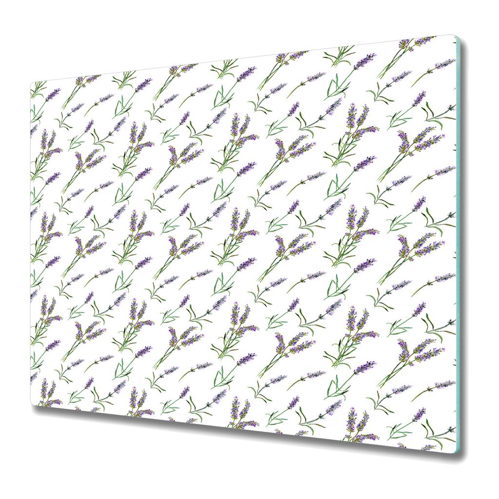 Küche Schneidebrett - Glas Schneidebrett - Herd Abdeckung -Lavendel lila Blumen