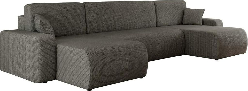 MIRJAN24 Wohnlandschaft Piano U, Wohnzimmer Eckcouch mit Bettkasten und Schlaffunktion, Schwarze Füße, Wellenfeder, U-Form (Farbe: Lima 84)