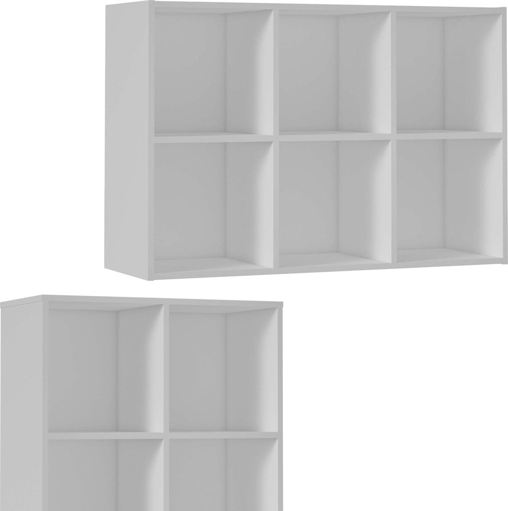 Family Meble Wohnzimmerschrank Cubo Bücherregal 5 Regalböden Wohnwand Modulare Konstruktion Holz-Regaleinheit 71,2x105,6x35 cm Weiß