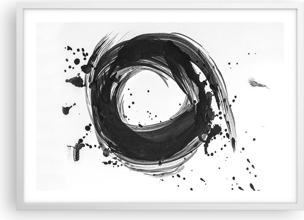 Gerahmtes Poster - Weißer Rahmen - Abstraktion Rad Aquarell - 70x50 cm - Wand Bild - Wanddeko - Wandbilder - Kunstposter - Wandposter - Bilderrahm...