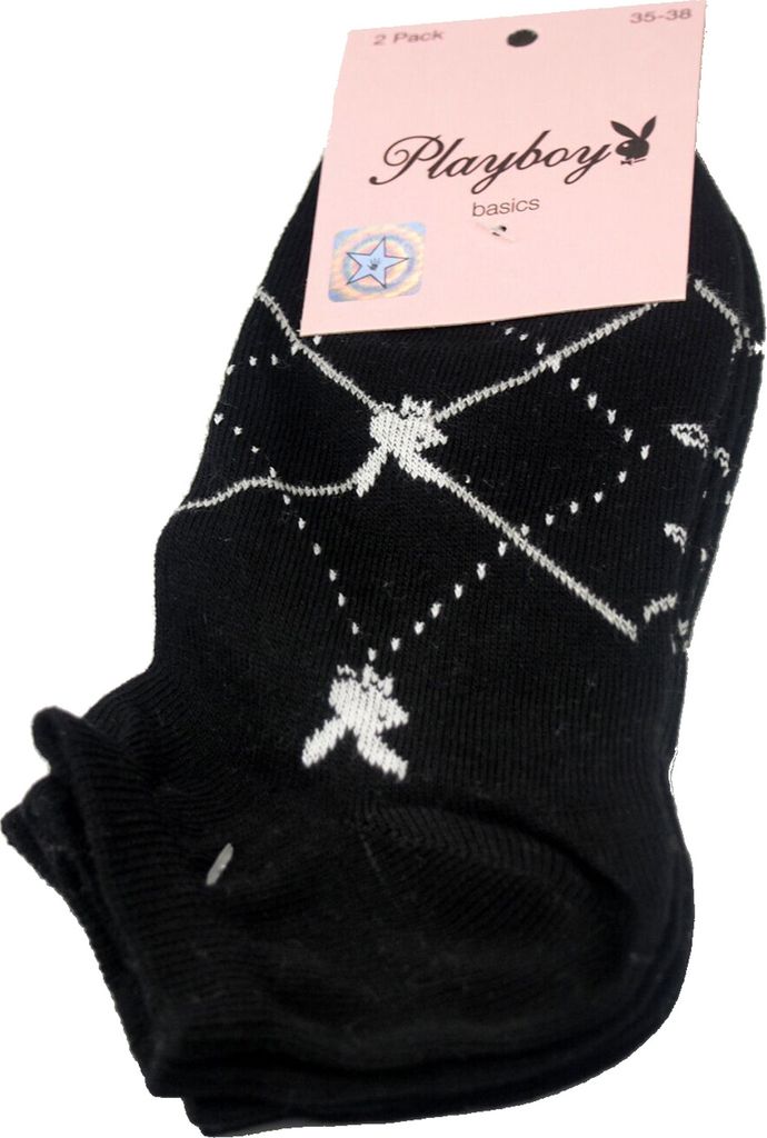 Playboy 12 Paar Sneaker Socken Damen Herren 35-38 Schwarz Produktbild 