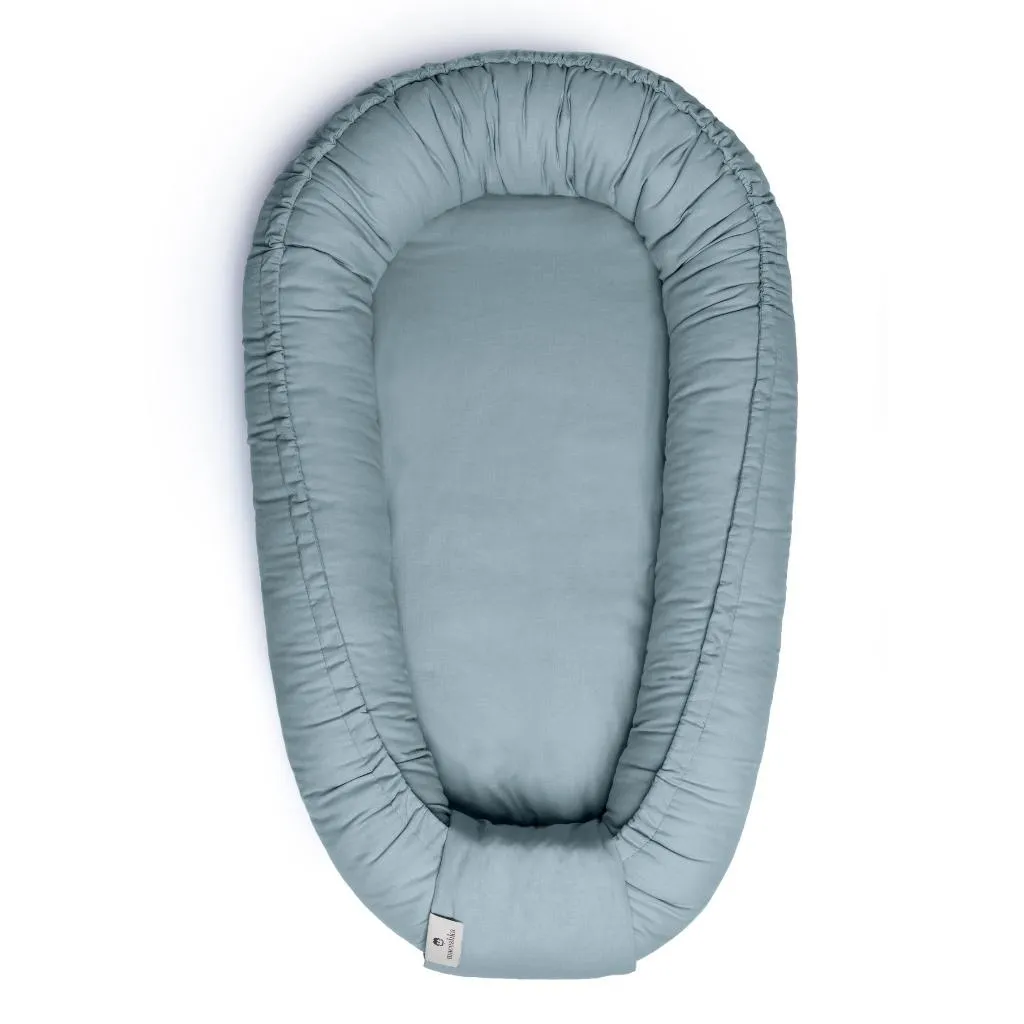 Réducteur de lit bébé Maceshka Pure Love Bleu pétrole en coton doux