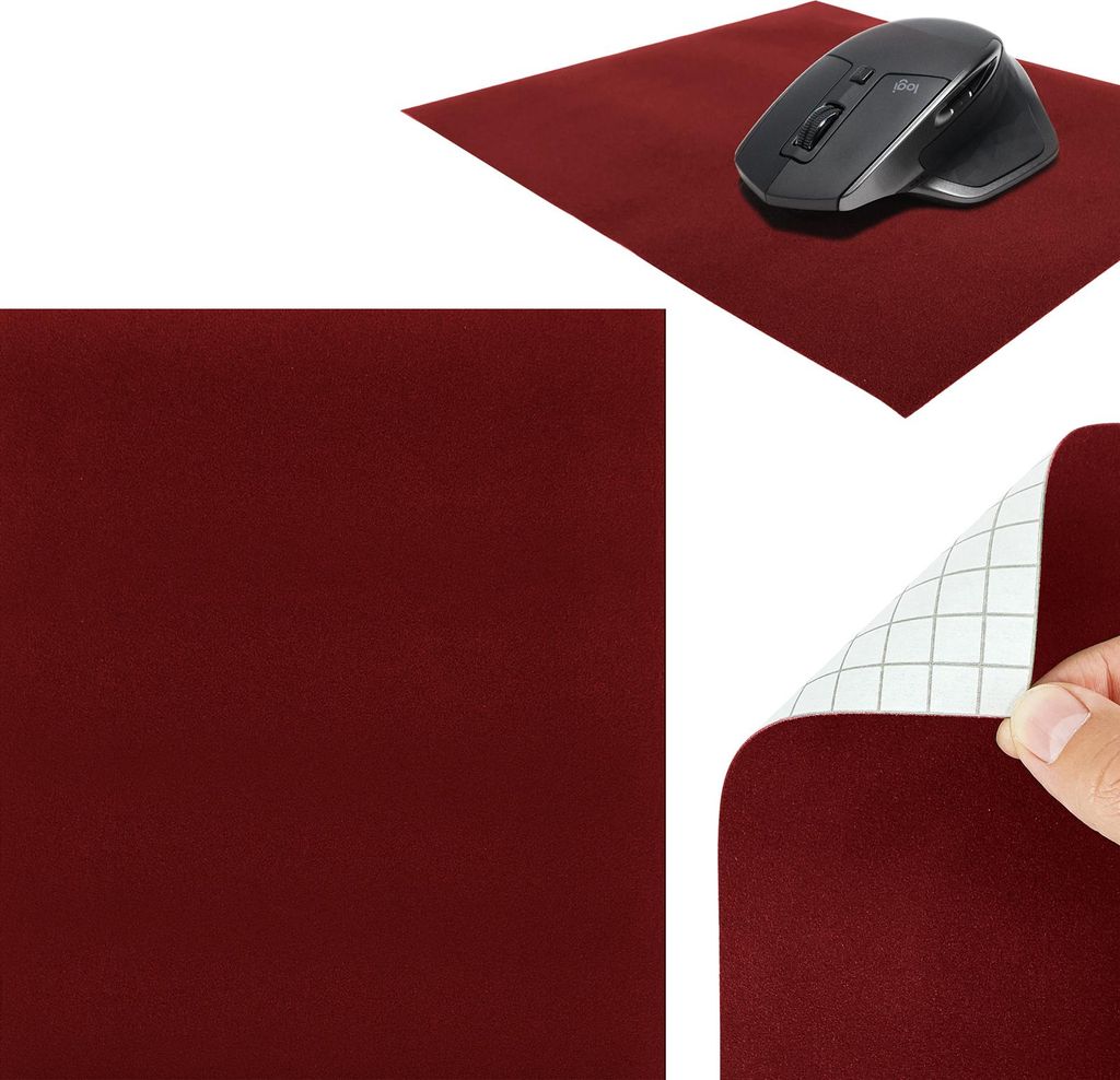 Selbstklebende Mausunterlage 22x19cm – Velour Bordeaux - Produktbild 
