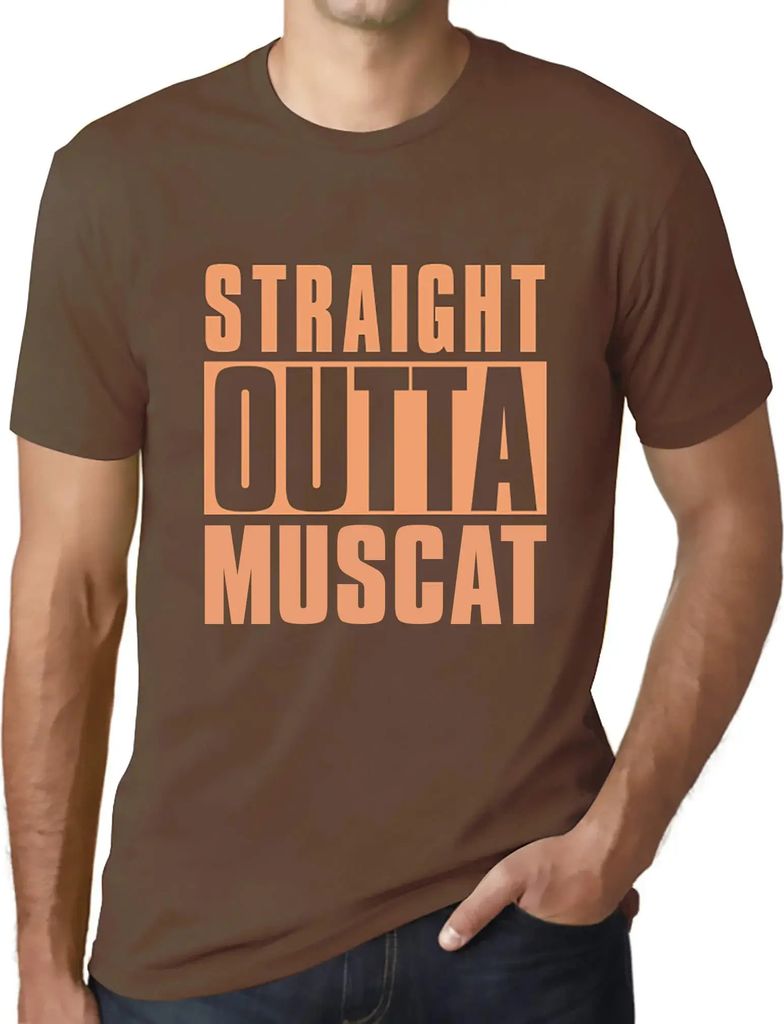 Herren Grafik T-Shirt Direkt aus dem Muskat – Straight Outta Muscat – Öko-Verantwortlich Vintage Jahrgang Kurzarm Lustige Druck Geburtstag Ges...