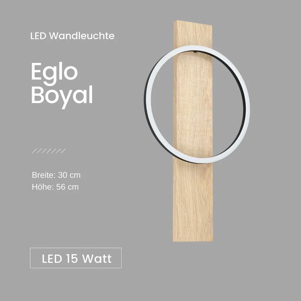 Luminaire LED 1700lm 3000K Boyal en bois véritable noir et blanc