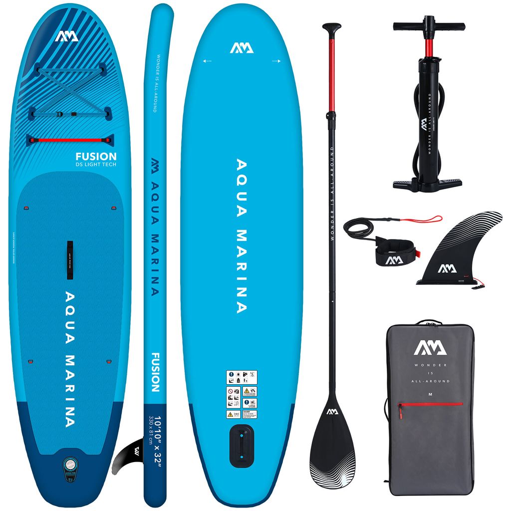 Aqua Marina Fusion SUP Board 330 cm aufblasbar – Allround Paddleboard für Anfänger – Blau