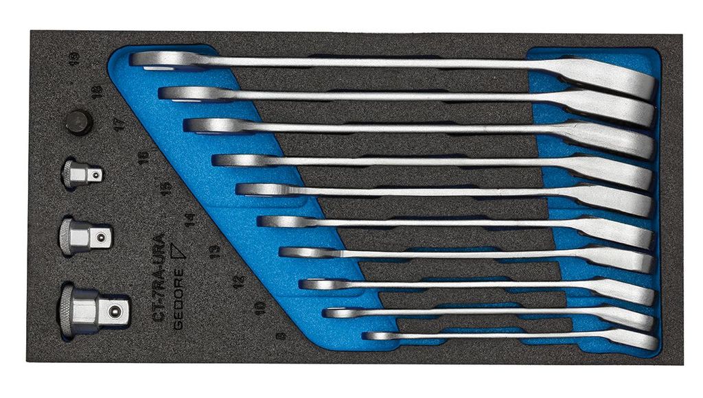 GEDORE 1500 CT1-7 URA Satz Maulschlüssel mit Ringratsche umschaltbar in Check-Tool-Modul, 2327678