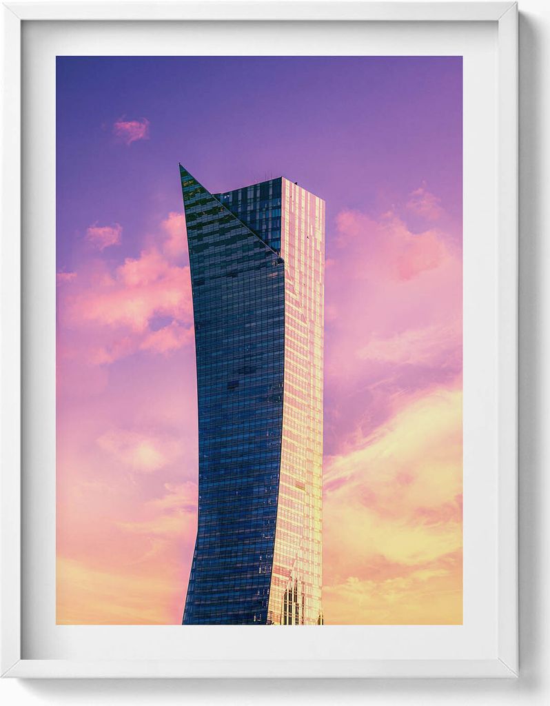 Wolkenkratzer in Warschau– Wandbild mit Rahmen – Gerahmtes Bild – Wanddekoration – 60x80 cm – Weiß Rahmen