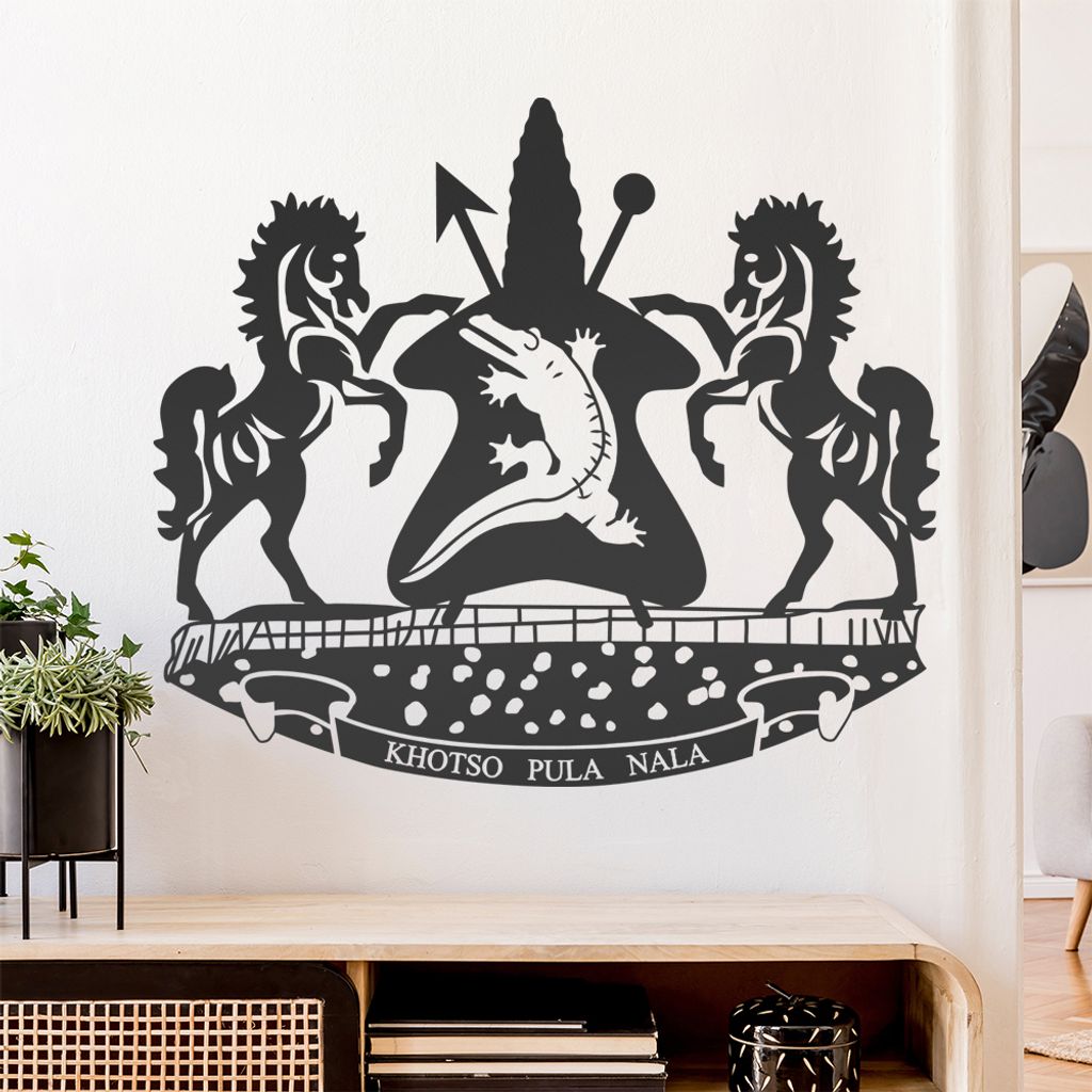 Lesotho Wappen Wandtattoo Wandaufkleber Wall Sticker - Dekoration, Küche, Wohnzimmer, Schlafzimmer, Badezimmer