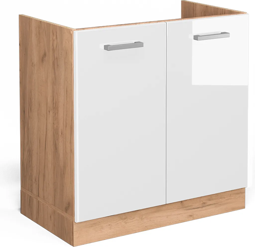 Cucina Moderna Vicco R-Line: Mobile Lavello 80cm Bianco e Legno