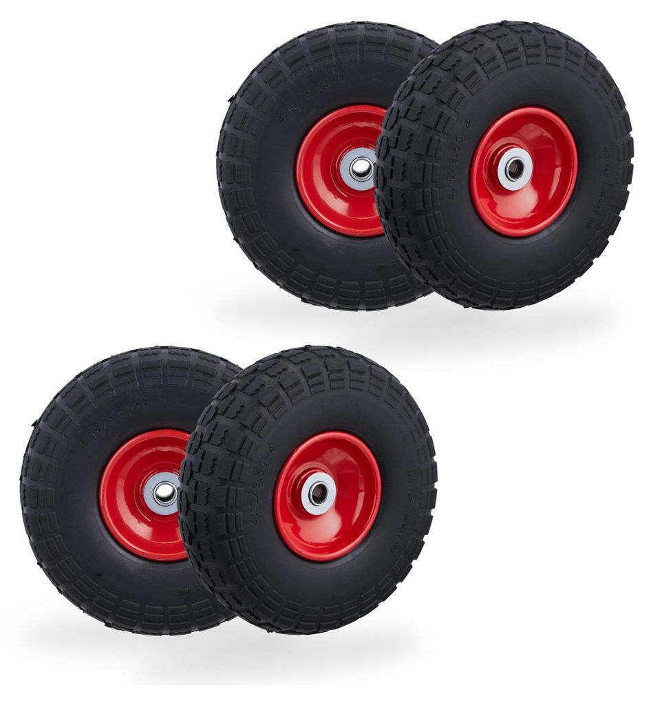 Relaxdays, jeu de 4 roues pour diable, pneus en caoutchouc Image du produit 