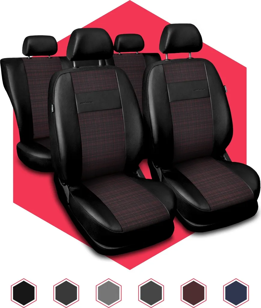 Coprisedili Auto Universali in Pelle Sintetica Rossa - Set Lusso