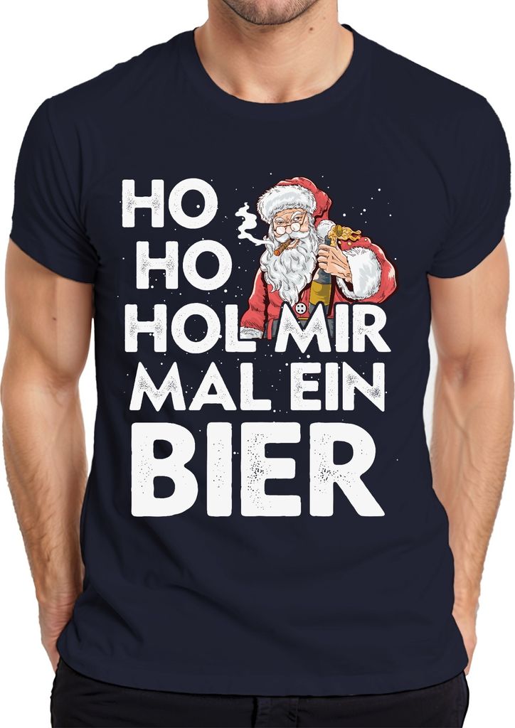 Ho Ho Hol Mir Mal Ein Bier Weihnachtsmann - Santa Weihnachtsgeschenk Christmas Herren T-Shirt, Navy, M
