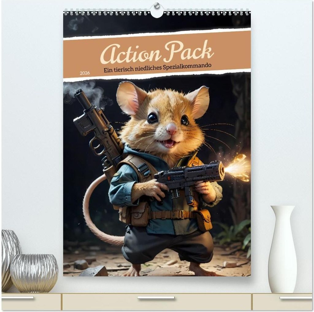 Action Pack - Ein tierisch niedliches Spezialkommando (hochwertiger Premium Wandkalender 2026 DIN A2 hoch), Kunstdruck in Hochglanz