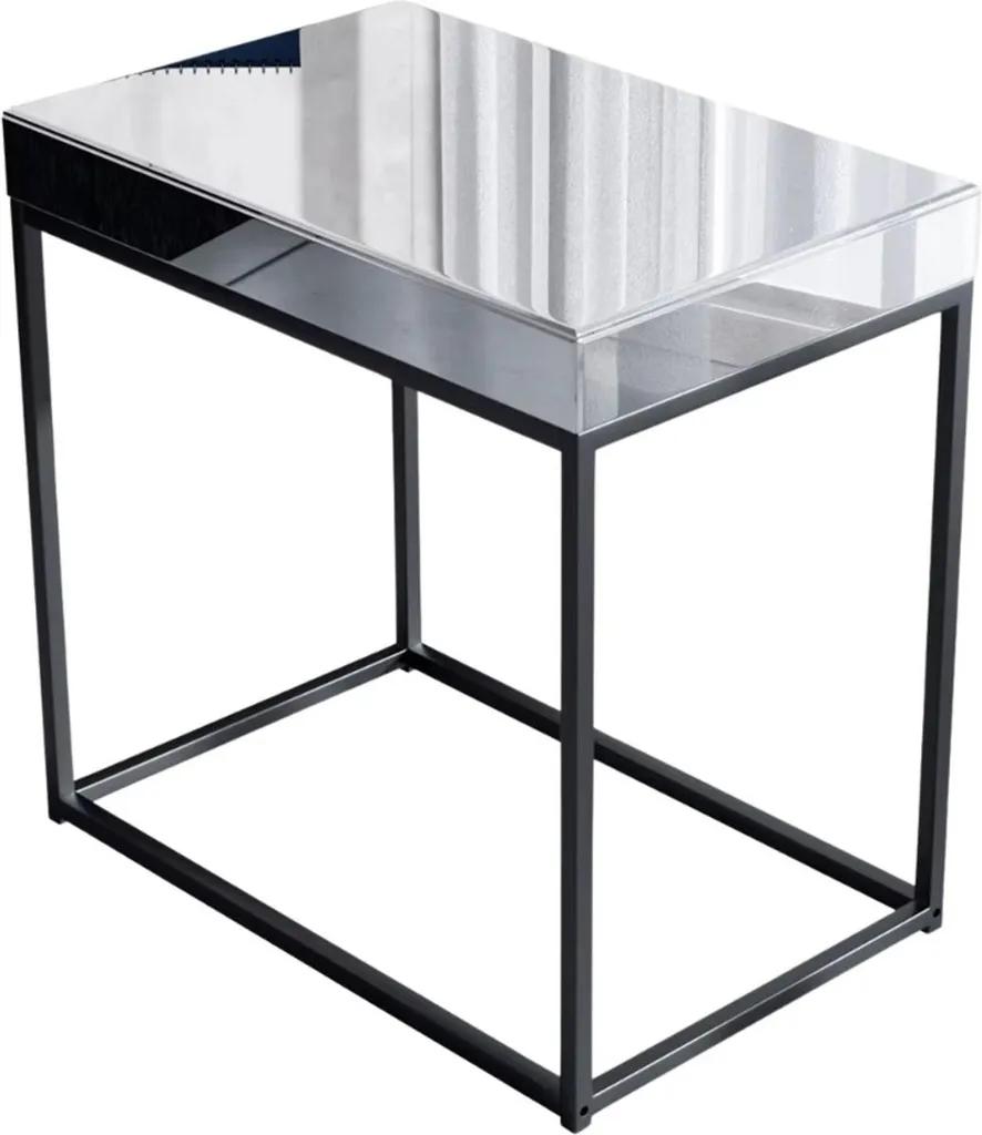 Table d'appoint Deluxe miroir plateau réfléchissant et pieds en métal