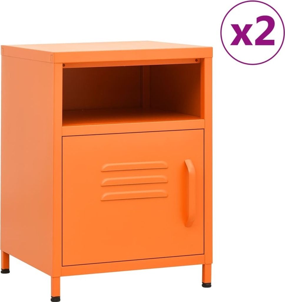Nachttische 2 Stk. Orange 35x35x51 cm Stahl