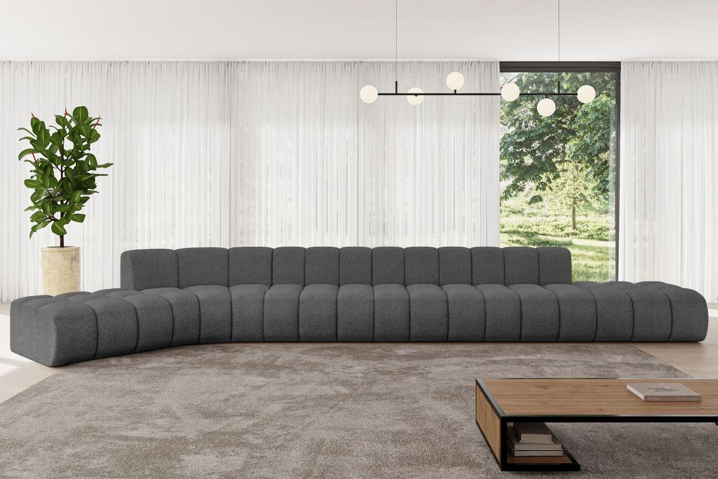 ALTDECOR Modulares Sofa Ecksofa in L-Form - Solven-L3 - 562x174x70 cm Grau - Corner modular Sofa Eckcouch Couch Wohnlandschaft Cauchsofa Bodensofa ...