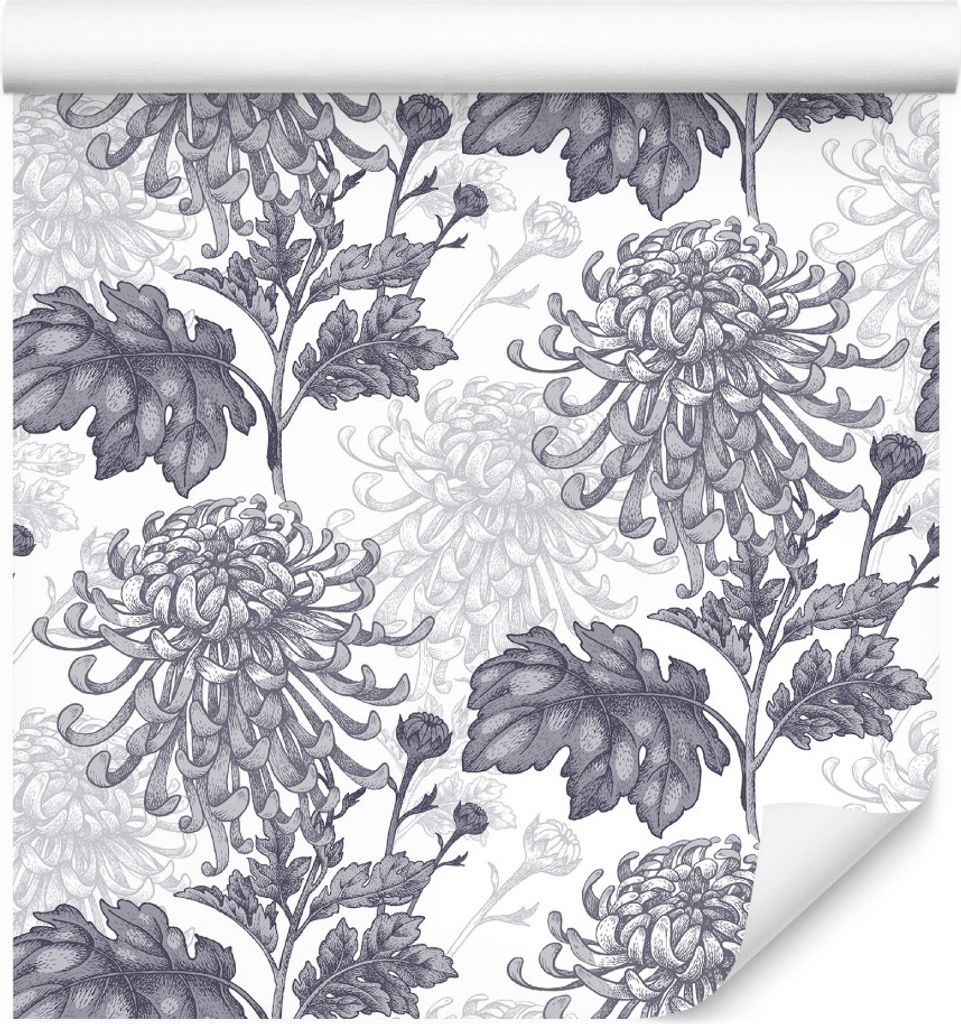 10m VLIES TAPETE Rolle Natur Blumen Flora Pflanzen Chrysanthemen Gemalt XXL