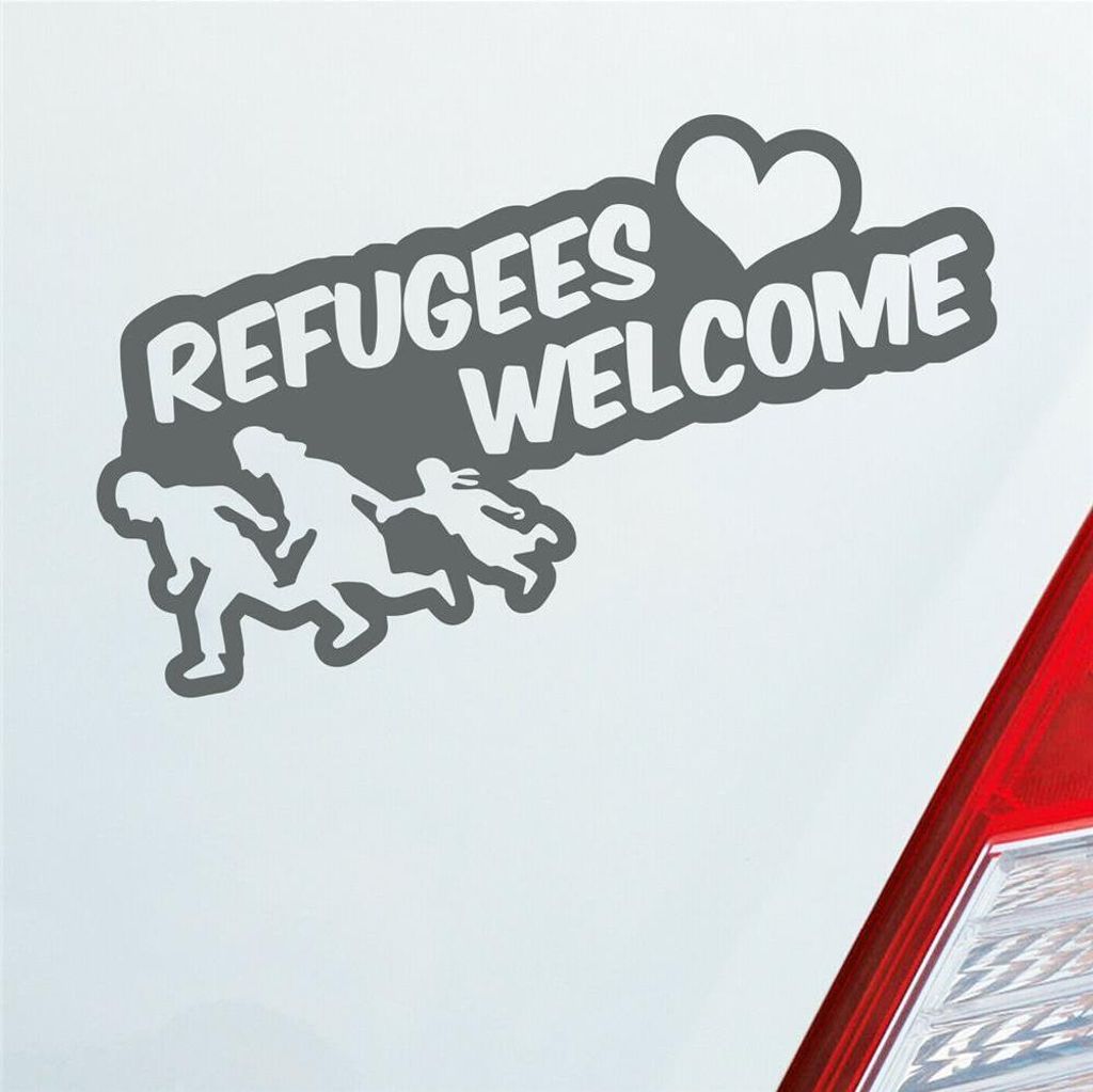 Auto Aufkleber Refugees Welcome Flüchtlinge Willkommen 20x9 Produktbild 