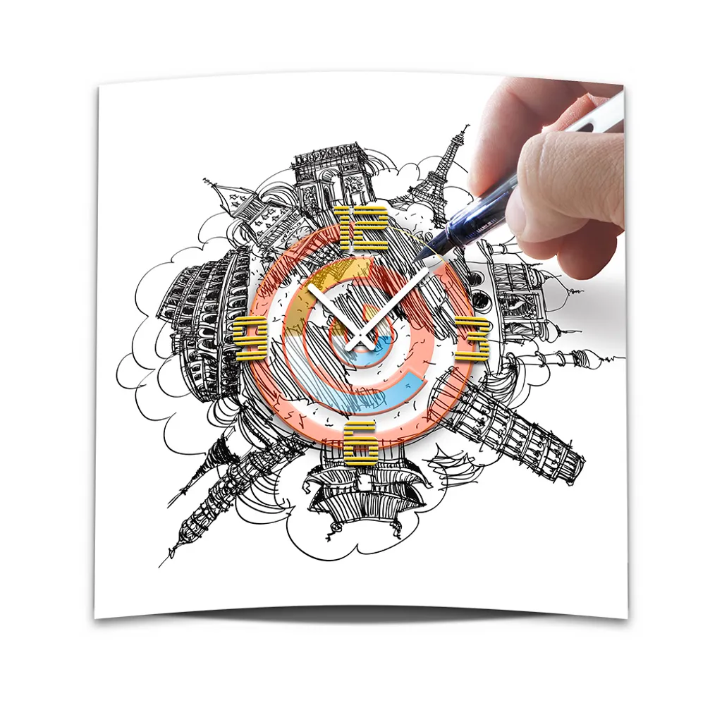 Orologio da Parete XXL 3D Dixtime 50x50 cm Silenzioso Design Città GQ-024