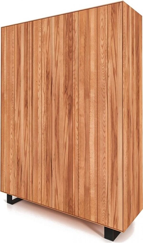 Kleiderschrank Leeds Kernbuche massiv 149x50x210 Metallfußgestell mit 3 Türen